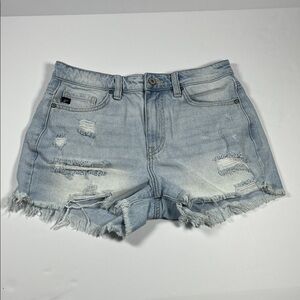 KanCan Trendy Frayed Hem Denim Shorts Sz M